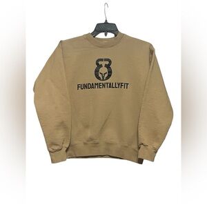 Hanes Fundamentally Fit Small Brown Long Sleeve Sweat Shirt Gym Workout